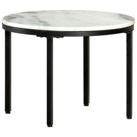 vidaXL Mesa de centro de mármol macizo auténtico blanco y negro Ø50 cm