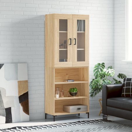 vidaXL Aparador alto madera contrachapada color roble 69,5x34x180 cm
