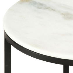 vidaXL Mesa de centro de mármol macizo auténtico blanco y negro Ø50 cm
