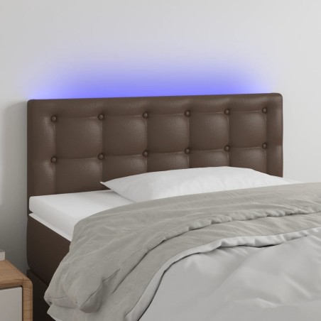 vidaXL Cabecero con LED cuero sintético marrón 90x5x78/88 cm