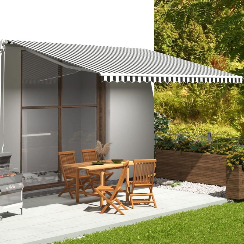 vidaXL Tela de repuesto para toldo gris antracita y blanco 5x3,5 m vidaXL Tela de repuesto para toldo gris antracita y blanco 5x3,5 m