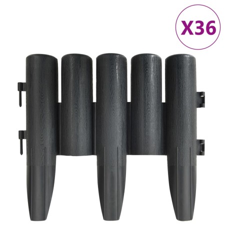 vidaXL Bordes de jardín 36 unidades PP gris antracita 10 m