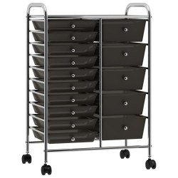 vidaXL Carrito de almacenaje portátil  XXL 15 cajones plástico negro