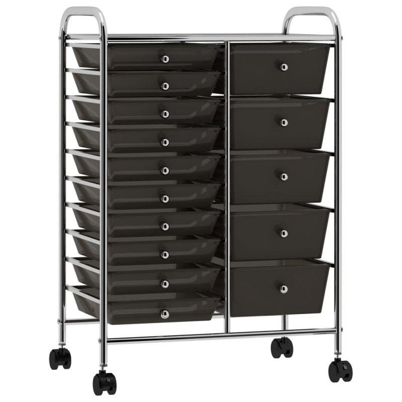 vidaXL Carrito de almacenaje portátil XXL 15 cajones plástico negro vidaXL Carrito de almacenaje portátil XXL 15 cajones plástico negro