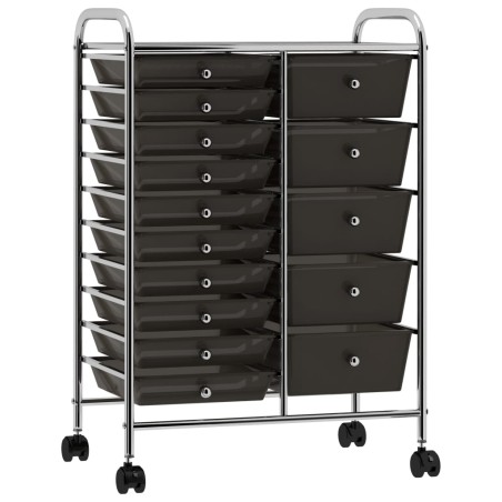 vidaXL Carrito de almacenaje portátil  XXL 15 cajones plástico negro