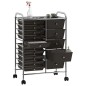 vidaXL Carrito de almacenaje portátil XXL 15 cajones plástico negro vidaXL Carrito de almacenaje portátil XXL 15 cajones plástico negro