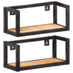 vidaXL Estantes de pared 2 unidades 40 cm madera de mango rugosa