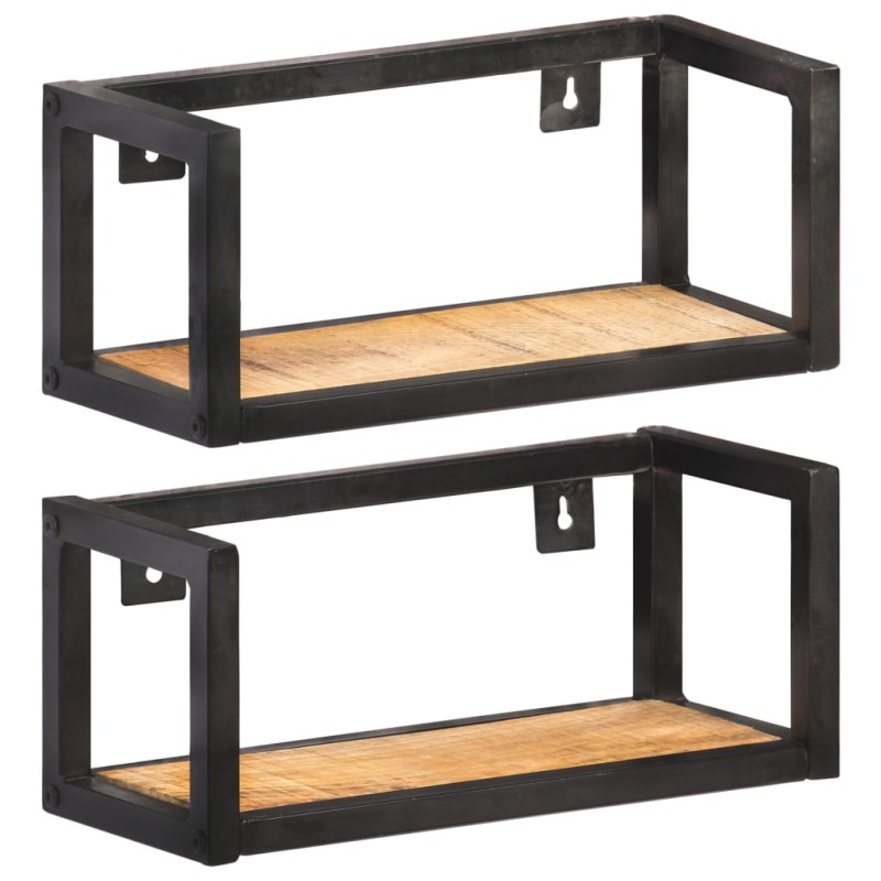 vidaXL Estantes de pared 2 unidades 40 cm madera de mango rugosa vidaXL Estantes de pared 2 unidades 40 cm madera de mango rugosa