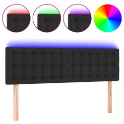 vidaXL Cabecero con luces LED cuero sintético negro 144x5x78/88 cm