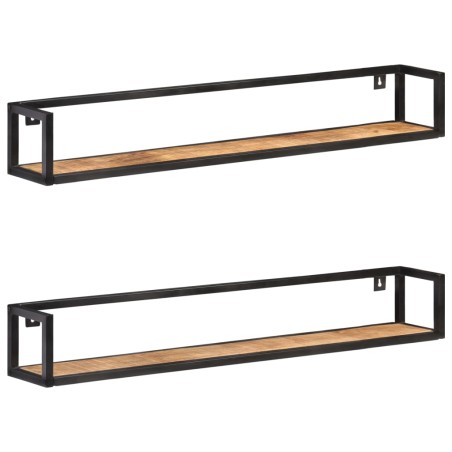 vidaXL Estantes de pared 2 unidades 120 cm madera de mango rugosa