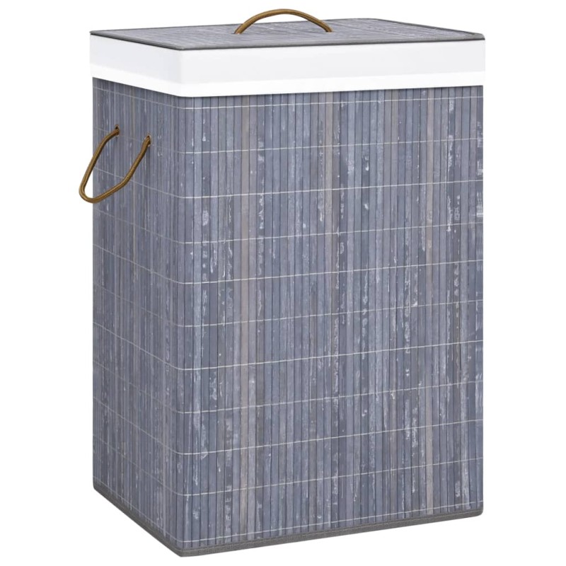 vidaXL Cesta para la ropa sucia de bambú de una sección gris vidaXL Cesta para la ropa sucia de bambú de una sección gris