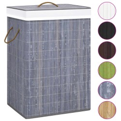 vidaXL Cesta para la ropa sucia de bambú de una sección gris