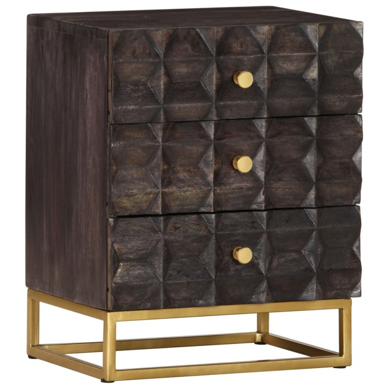 vidaXL Mesita de noche de madera maciza de mango negro 40x30x50 cm vidaXL Mesita de noche de madera maciza de mango negro 40x30x50 cm