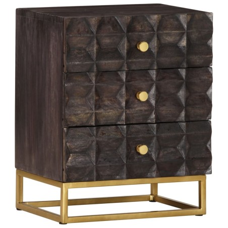 vidaXL Mesita de noche de madera maciza de mango negro 40x30x50 cm