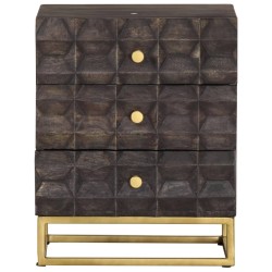 vidaXL Mesita de noche de madera maciza de mango negro 40x30x50 cm