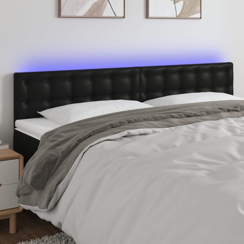 vidaXL Cabecero con LED cuero sintético negro 180x5x78/88 cm vidaXL Cabecero con LED cuero sintético negro 180x5x78/88 cm