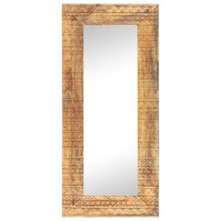 vidaXL Espejo tallado a mano madera maciza de mango 110x50x2,5 cm