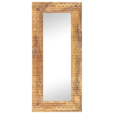 vidaXL Espejo tallado a mano madera maciza de mango 110x50x2,5 cm