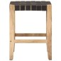 vidaXL Taburetes de cocina 2 uds cuero negro y madera mango 46x36x60cm vidaXL Taburetes de cocina 2 uds cuero negro y madera mango 46x36x60cm