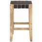 vidaXL Taburetes de cocina 2 uds cuero negro y madera mango 46x36x60cm vidaXL Taburetes de cocina 2 uds cuero negro y madera mango 46x36x60cm