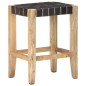 vidaXL Taburetes de cocina 2 uds cuero negro y madera mango 46x36x60cm vidaXL Taburetes de cocina 2 uds cuero negro y madera mango 46x36x60cm
