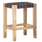 vidaXL Taburetes de cocina 2 uds cuero negro y madera mango 46x36x60cm vidaXL Taburetes de cocina 2 uds cuero negro y madera mango 46x36x60cm