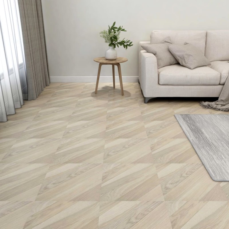 vidaXL Lamas para suelo autoadhesivas 55 uds PVC 5,11 m² beige rayas vidaXL Lamas para suelo autoadhesivas 55 uds PVC 5,11 m² beige rayas
