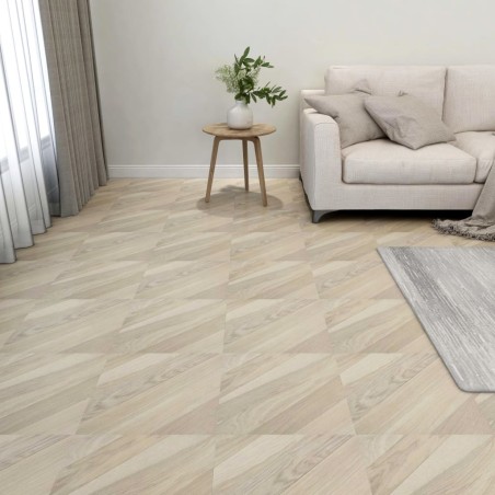 vidaXL Lamas para suelo autoadhesivas 55 uds PVC 5,11 m² beige rayas