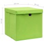 vidaXL Cajas de almacenaje con tapas 10 uds verde 28x28x28 cm