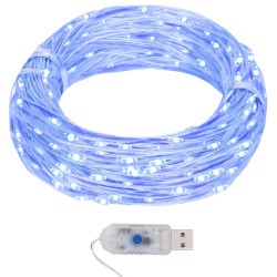 vidaXL Guirnalda de micro luces LED 8 funciones 40 m 400 LED azul