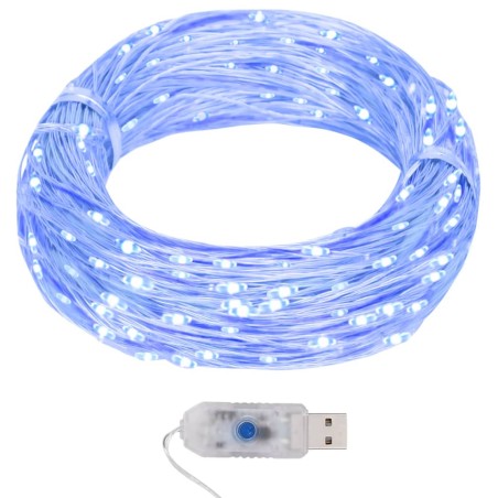 vidaXL Guirnalda de micro luces LED 8 funciones 40 m 400 LED azul