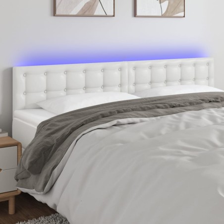 vidaXL Cabecero con LED cuero sintético blanco 200x5x78/88 cm