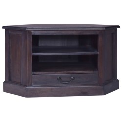 vidaXL Mueble de TV esquinero caoba maciza negro claro 80x40x49 cm