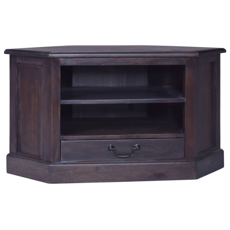 vidaXL Mueble de TV esquinero caoba maciza negro claro 80x40x49 cm vidaXL Mueble de TV esquinero caoba maciza negro claro 80x40x49 cm