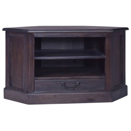 vidaXL Mueble de TV esquinero caoba maciza negro claro 80x40x49 cm