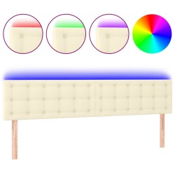 vidaXL Cabecero con LED cuero sintético color crema 180x5x78/88 cm