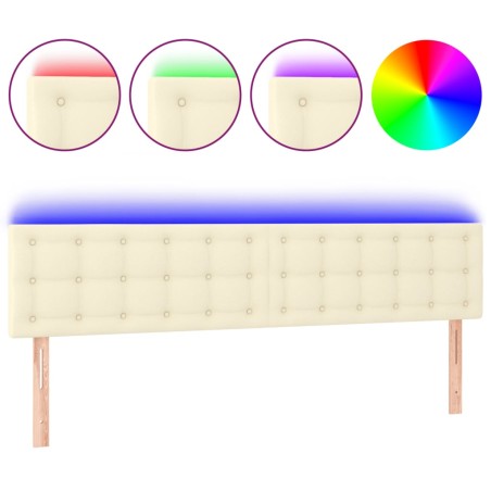 vidaXL Cabecero con LED cuero sintético color crema 180x5x78/88 cm
