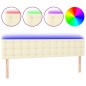vidaXL Cabecero con LED cuero sintético color crema 180x5x78/88 cm