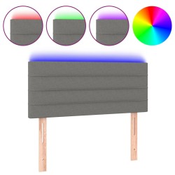 vidaXL Cabecero con LED de tela gris oscuro 90x5x78/88 cm