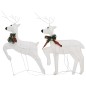 vidaXL Decoración navideña de renos y trineo de jardín blanco 100 LEDs vidaXL Decoración navideña de renos y trineo de jardín blanco 100 LEDs