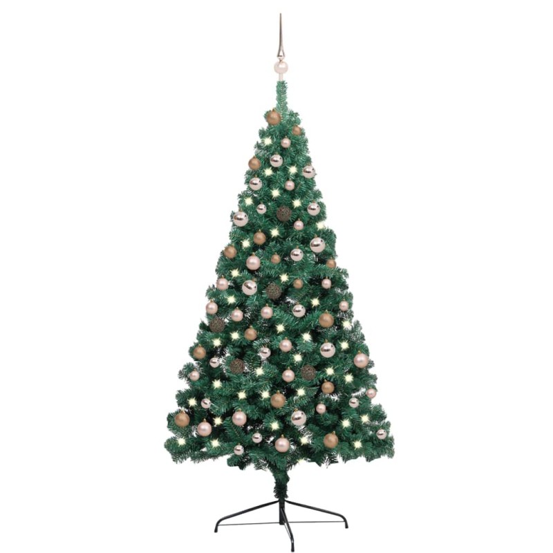 vidaXL Medio árbol de Navidad con luces y bolas verde 180 cm vidaXL Medio árbol de Navidad con luces y bolas verde 180 cm
