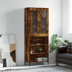 vidaXL Aparador alto madera contrachapada roble ahumado 69,5x34x180 cm