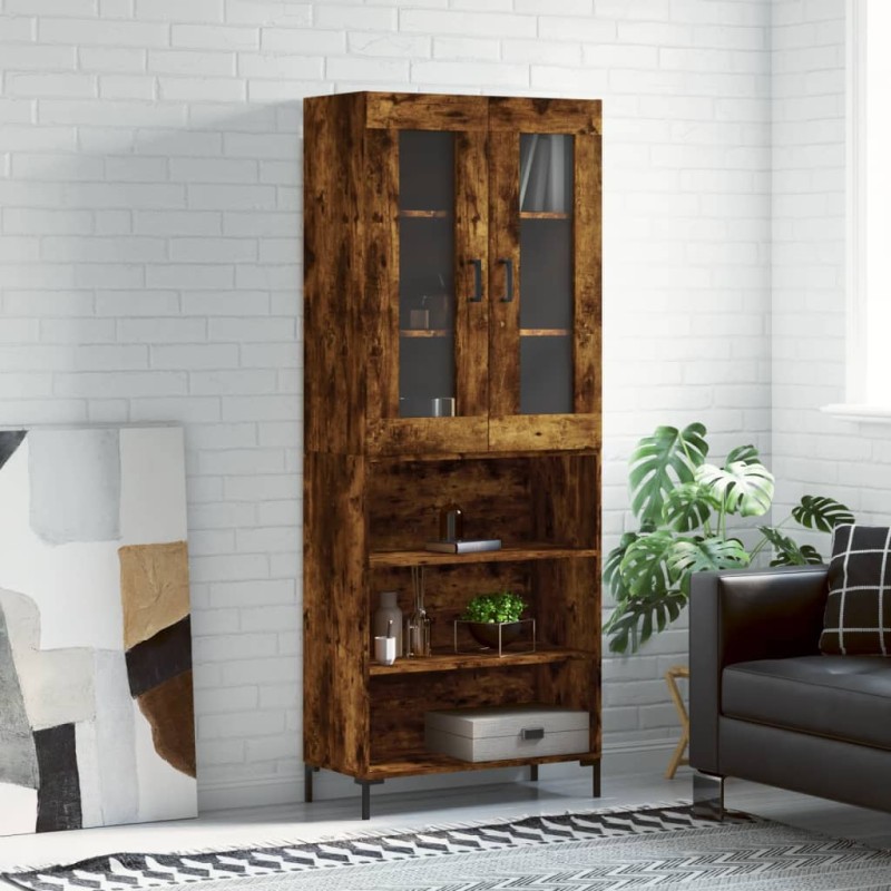 vidaXL Aparador alto madera contrachapada roble ahumado 69,5x34x180 cm vidaXL Aparador alto madera contrachapada roble ahumado 69,5x34x180 cm