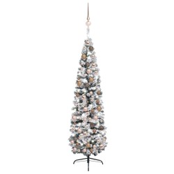 vidaXL Árbol de Navidad preiluminado con luces y bolas verde 180 cm