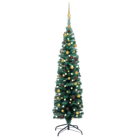vidaXL Árbol de Navidad preiluminado con luces y bolas verde 150 cm
