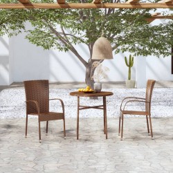 vidaXL Juego de comedor para jardín 3 piezas ratán sintético marrón