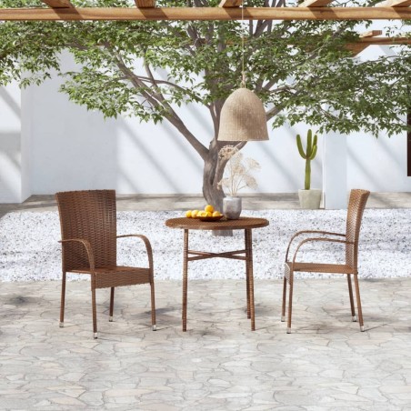 vidaXL Juego de comedor para jardín 3 piezas ratán sintético marrón