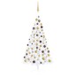 vidaXL Medio árbol de Navidad con luces y bolas blanco 150 cm