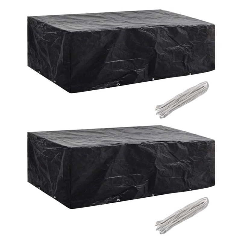 vidaXL Funda de muebles de jardín 2 uds set ratán 8 personas 10 ojales