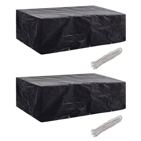 vidaXL Funda de muebles de jardín 2 uds set ratán 8 personas 10 ojales